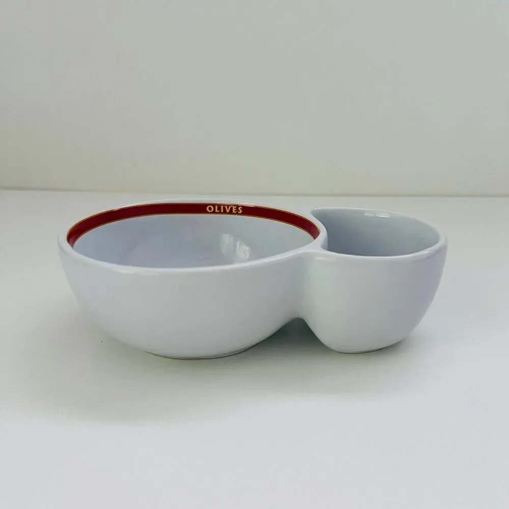 POTTERY BARN Pasta Rustica Divided Olive Dipping Serving Bowl